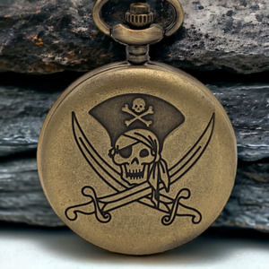 Pirate Pocket Watch NEW Vintage Bronze Look Captain Jack Sparrow Buccaneers